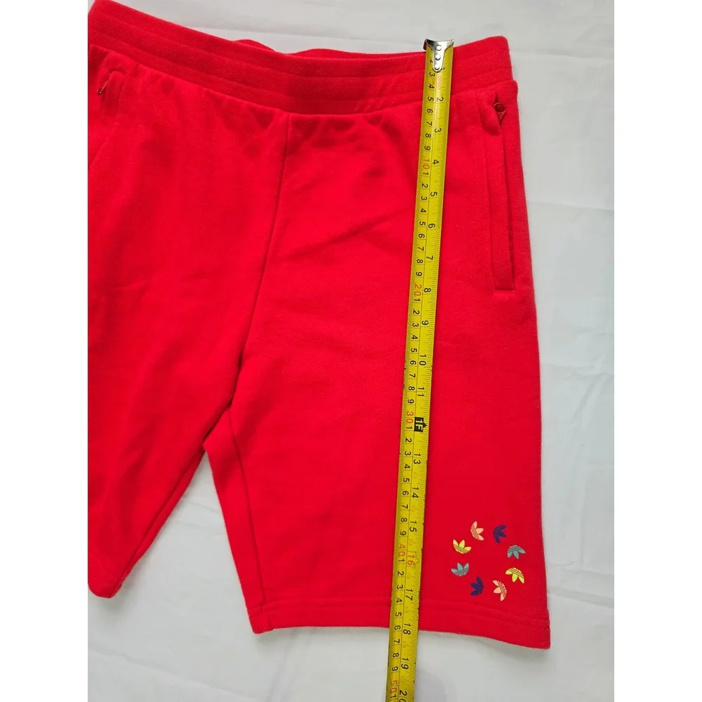 Adidas Originals Boys Red Trefoil Circle Logo Sweat Shorts Size Large 13-14Y